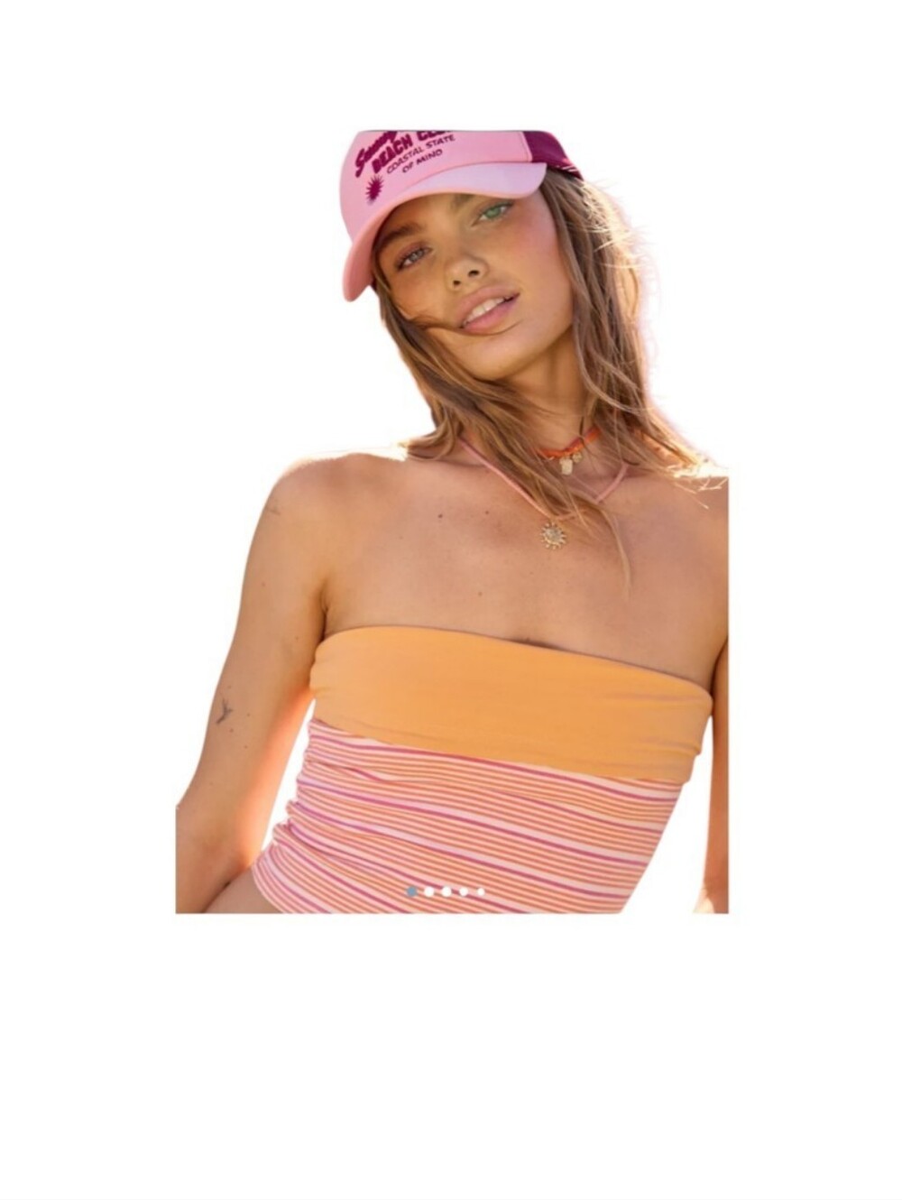 American Eagle NWT Striped Tube Top Orange Pink Size Medium M